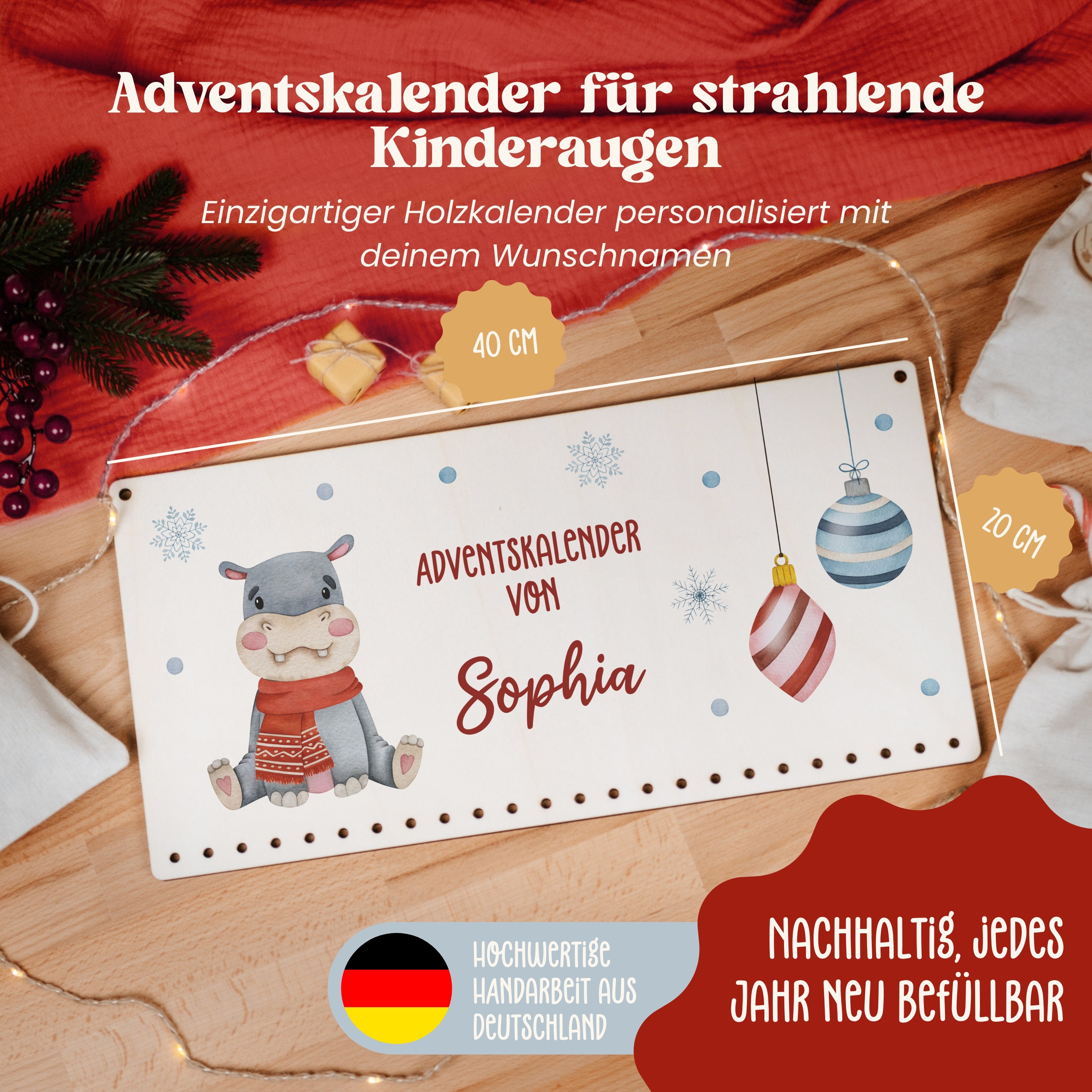 Adventskalender Brett | Design 01 | Tiere